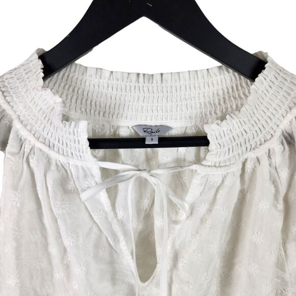 Rails Paris Cotton White Embroidered Daisey Soft Pleated Puff Short Slee… - Picture 6 of 12